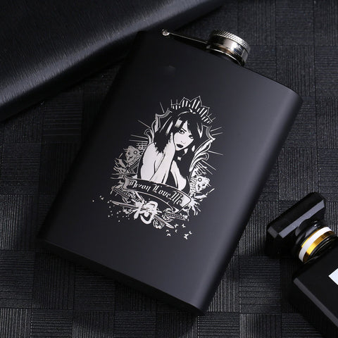 8OZ Black Matte Whisky Bottle Wine Pot Portable Flagon Stainless Steel Flask for Outdoor Travel1862845WT Sexy Beauty A In Australia - Darrahopens