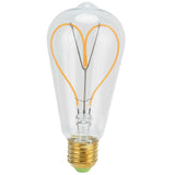 Light Bulb Love Peach Heart Shaped Transparent LED Filament Lamp Bulb 110V E27 Lamp Holder 4W Warm Light