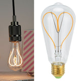 Light Bulb Love Peach Heart Shaped Transparent LED Filament Lamp Bulb 110V E27 Lamp Holder 4W Warm Light