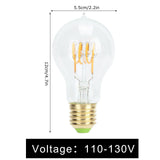 A60 Tipped Antique Bulb Dimmable LED Filament Lamp for Coffee Shop Retro Decoration Lamp 110V E27 Lamp Holder 4w Warm Light Transparent
