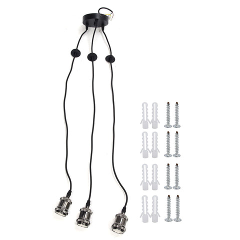3 Arms Chandelier Lamp Holder Metal Retro Decoration Ceiling Light Socket for Home Dining Hall Bars