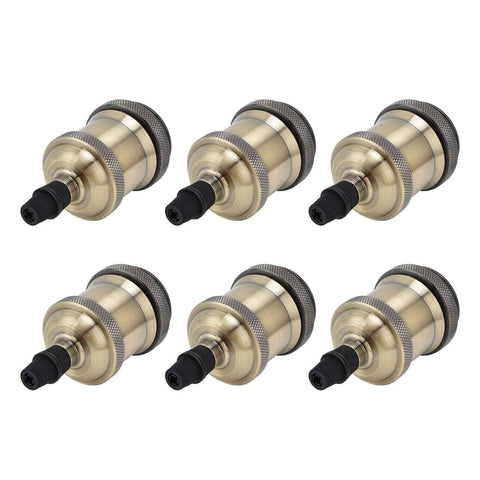 6 Pcs Lamp Holder Metal E26 E27 Screw Retro Lighting Base Accessories with Ground Aluminum ShellBlue Bronze In Australia - Darrahopens