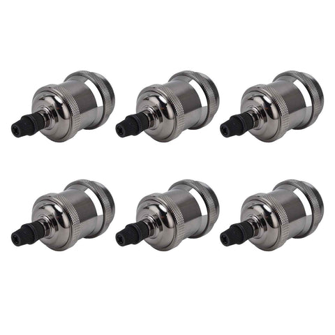 6 Pcs Lamp Holder Metal E26 E27 Screw Retro Lighting Base Accessories with Ground Aluminum ShellPearl Black