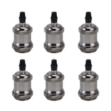6 Pcs Lamp Holder Metal E26 E27 Screw Retro Lighting Base Accessories with Ground Aluminum ShellPearl Black