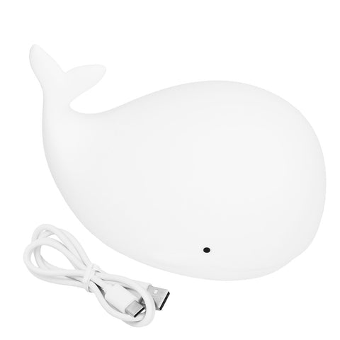 Silicone Night Light USB Charging Cute Whale Shaped Tap Lamp with 3 Lighting Modes 3H Timing Function White In Australia - Darrahopens
