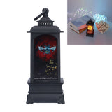 Vintage Style Halloween Lantern Handheld Simulated Candle Flicker Witch Pattern LED Lamp