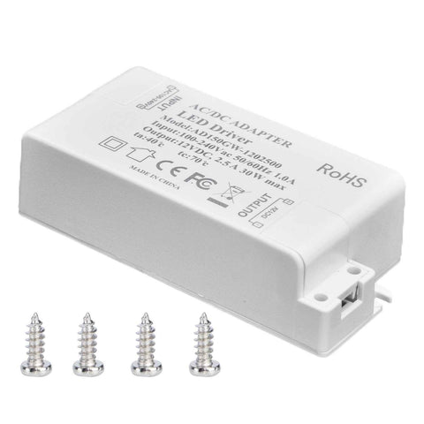 30W DC 12V 2.5A LED Driver Constant Voltage No Flicker LED Light Transformer for Bathroom Restroom AC 100‑240V In Australia - Darrahopens
