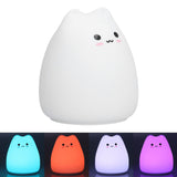 LED Tap Lamp Cat Shaped 7 Colors Changing Silicone Night Light for Home Bedroom Children's Room