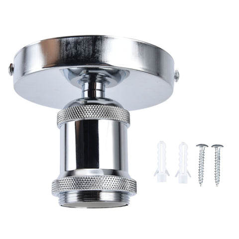 Vintage E26 E27 Lamp Socket Ceiling Lamp Holder with Accessories for Kitchen Bedroom Living Room 100‑240VSilver