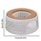 Teapot Warmer Porcelain Tea Heater without Electricity Candles Heating White Teapot Heater Winter Tea Warmer for Home Tea House