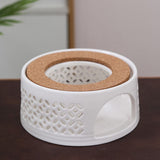 Teapot Warmer Porcelain Tea Heater without Electricity Candles Heating White Teapot Heater Winter Tea Warmer for Home Tea House