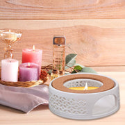 Teapot Warmer Porcelain Tea Heater without Electricity Candles Heating White Teapot Heater Winter Tea Warmer for Home Tea House
