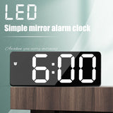 LED Digital Alarm Clock with Voice Control and Temperature Display Bedside Clock Adjustable Brightness Mirror Alarm In Australia - Darrahopens