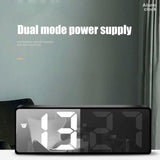 LED Digital Alarm Clock with Voice Control and Temperature Display Bedside Clock Adjustable Brightness Mirror Alarm