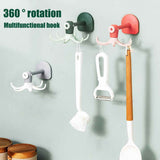 Kitchen 360° Rotated Hooks Punching Free Six Claw Hook Storage Rack for Cooking Accessories Cabinet Bathroom Organizer