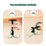 Kitchen 360° Rotated Hooks Punching Free Six Claw Hook Storage Rack for Cooking Accessories Cabinet Bathroom Organizer