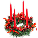 Christmas Advent Wreath Fir Wreath Christmas Arrangement Decorative Wreath with Candle Holder & Ribbon In Australia - Darrahopens