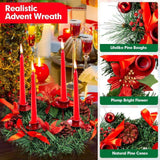 Christmas Advent Wreath Fir Wreath Christmas Arrangement Decorative Wreath with Candle Holder & Ribbon In Australia - Darrahopens