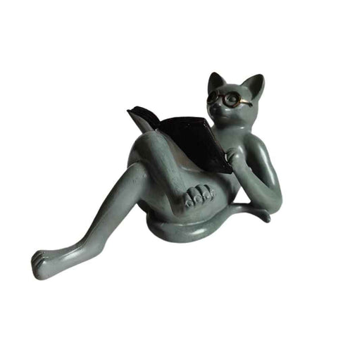 Literary Cat Resin Ornaments Garden Statue Decoration Reading Glasses Cat Crafts for Study and Office In Australia - Darrahopens
