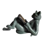 Literary Cat Resin Ornaments Garden Statue Decoration Reading Glasses Cat Crafts for Study and Office In Australia - Darrahopens