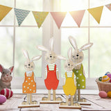 Easter Bunny Tabletop Decoration Cute Wooden Rabbit Figurines Ornament for Home Garden In Australia - Darrahopens