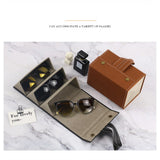 Multi Slot Sunglasses Organizer Foldable Glasses Jewelry Storage Box Portable PU Leather Eyeglasses Case for Storing Watches and Keys