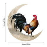Rooster Moon Wall Decor Metal Wall Hanging Sign Wall Unique Arts Pendant for Outdoor Indoor Home Wall Decoration
