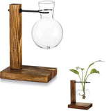 Transparent Vase Desktop Wooden Stand Glass Clear Plant Vase for Home Table Desk Interior Decoration In Australia - Darrahopens