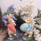 Easter Bunny Figurines with Carrot Cute Resin Bunny Rabbit Statue Resin Crafts Ornaments Easter Gifts for Children In Australia - Darrahopens