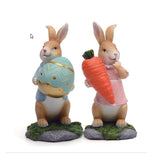Easter Bunny Figurines with Carrot Cute Resin Bunny Rabbit Statue Resin Crafts Ornaments Easter Gifts for Children