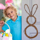 DIY Bunny Shaped Grapevine Wreath Easter Bunny Wreath Foldable Rabbit Rattan Garland for Courtyard and Lawn Decor In Australia - Darrahopens