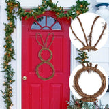 DIY Bunny Shaped Grapevine Wreath Easter Bunny Wreath Foldable Rabbit Rattan Garland for Courtyard and Lawn Decor