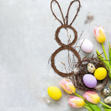 DIY Bunny Shaped Grapevine Wreath Easter Bunny Wreath Foldable Rabbit Rattan Garland for Courtyard and Lawn Decor
