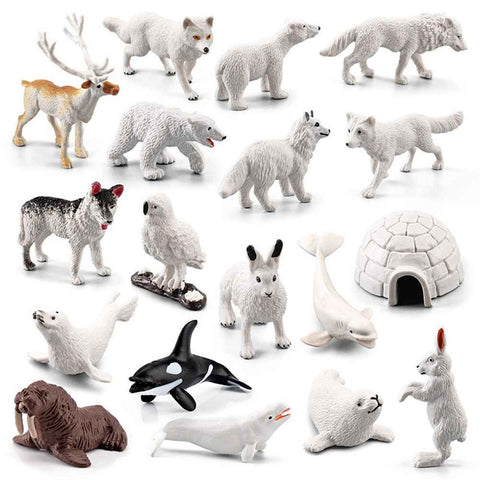 18PCS Polar Arctic Animal Toy Figurines Set Includes White Wolf White Owl White Arctic Rabbit Arctic Husky and Igloo Simulation Animal Model Gift for Kids In Australia - Darrahopens