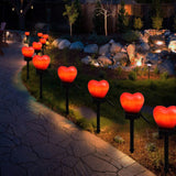 Outdoor Solar Garden Stake Lights Waterproof Solar Red Heart Shaped Pathway Lamps Landscape Lamp for Garden Lawn Decor