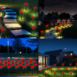 Outdoor Solar Garden Stake Lights Waterproof Solar Red Heart Shaped Pathway Lamps Landscape Lamp for Garden Lawn Decor