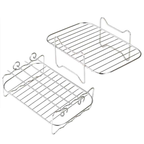 2Pcs Air Fryer Rack 304 Stainless Steel Dehydrator Rack with 4 Barbecue Sticks for 8QT Dual Basket Air Fryer In Australia - Darrahopens