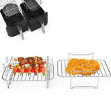 2Pcs Air Fryer Rack 304 Stainless Steel Dehydrator Rack with 4 Barbecue Sticks for 8QT Dual Basket Air Fryer In Australia - Darrahopens