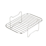 2Pcs Air Fryer Rack 304 Stainless Steel Dehydrator Rack with 4 Barbecue Sticks for 8QT Dual Basket Air Fryer