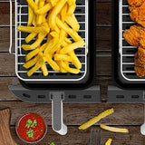 2Pcs Air Fryer Rack 304 Stainless Steel Dehydrator Rack with 4 Barbecue Sticks for 8QT Dual Basket Air Fryer