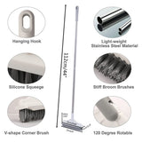 Floor Scrub Brush with Detachable Long Handle 120° Rotating Shower Floor Scrubber Household Cleaning Brush for Bathroom Kitchen