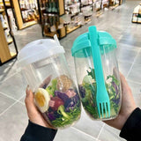 Fresh Salad Container Serving Cup with Dressing Container Fork Portable Plastic Food Storage Bottle for Picnic Lunch In Australia - Darrahopens