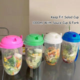 Fresh Salad Container Serving Cup with Dressing Container Fork Portable Plastic Food Storage Bottle for Picnic Lunch In Australia - Darrahopens