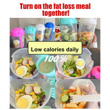 Fresh Salad Container Serving Cup with Dressing Container Fork Portable Plastic Food Storage Bottle for Picnic Lunch