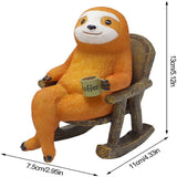 Animal Figurine Sloth on Rocking Chair Resin Miniature Ornament Flower Pot Desktop Garden Home Decoration Resin Crafts