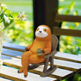 Animal Figurine Sloth on Rocking Chair Resin Miniature Ornament Flower Pot Desktop Garden Home Decoration Resin Crafts