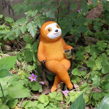 Animal Figurine Sloth on Rocking Chair Resin Miniature Ornament Flower Pot Desktop Garden Home Decoration Resin Crafts