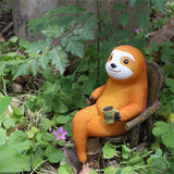 Animal Figurine Sloth on Rocking Chair Resin Miniature Ornament Flower Pot Desktop Garden Home Decoration Resin Crafts
