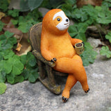 Animal Figurine Sloth on Rocking Chair Resin Miniature Ornament Flower Pot Desktop Garden Home Decoration Resin Crafts