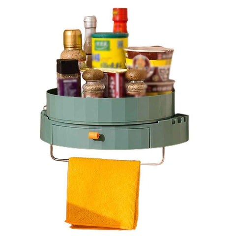 Rotating Spice Rack Holder with Drawer Wall Mounted Kitchen Spice Storage Shelves Bathroom Kitchen Storage Rack Organizer In Australia - Darrahopens